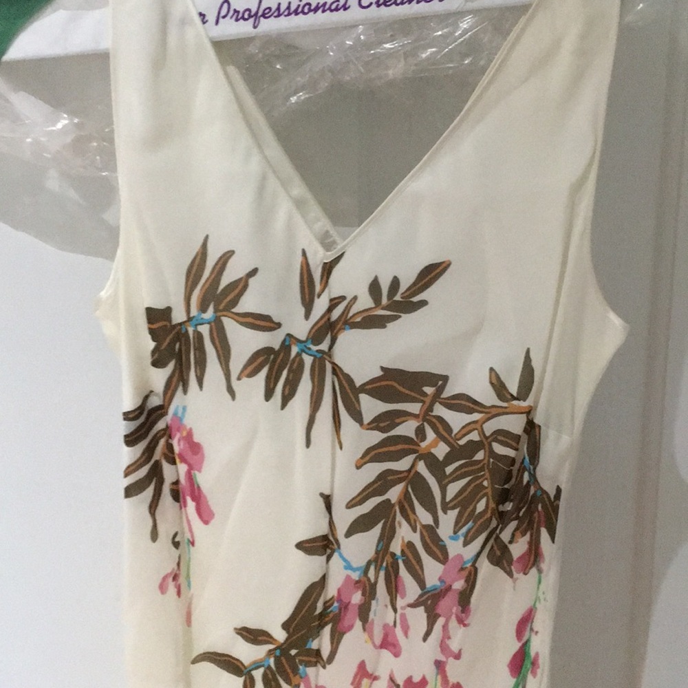 Silk v neck floral and cream dress